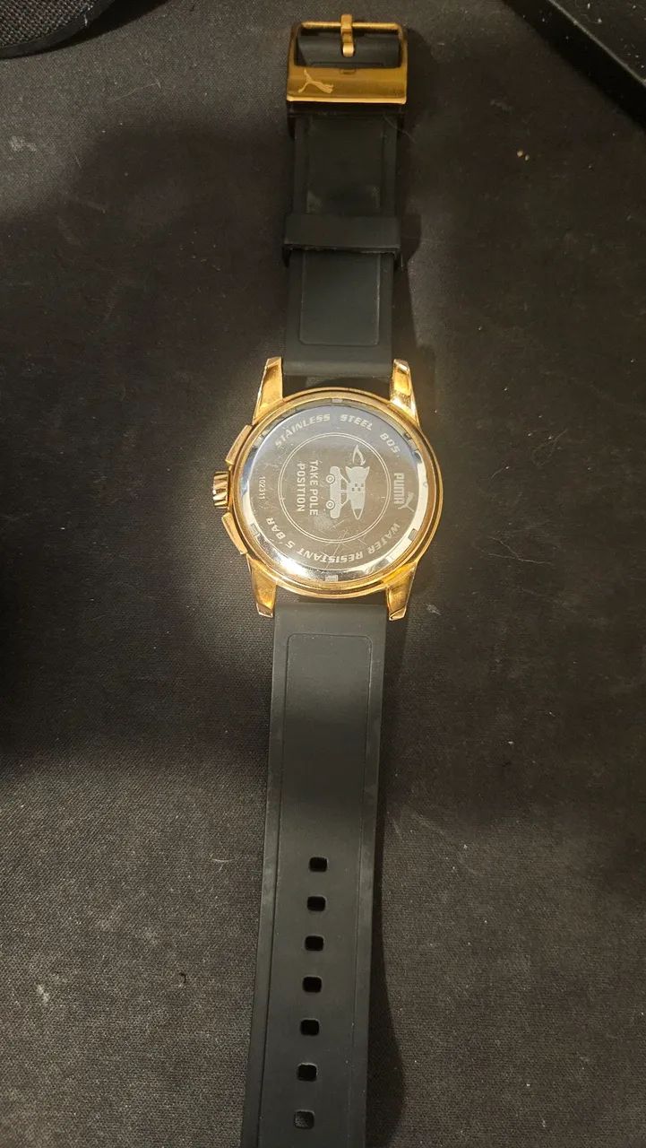 Relógio masculino Puma preto e dourado - Foto 3