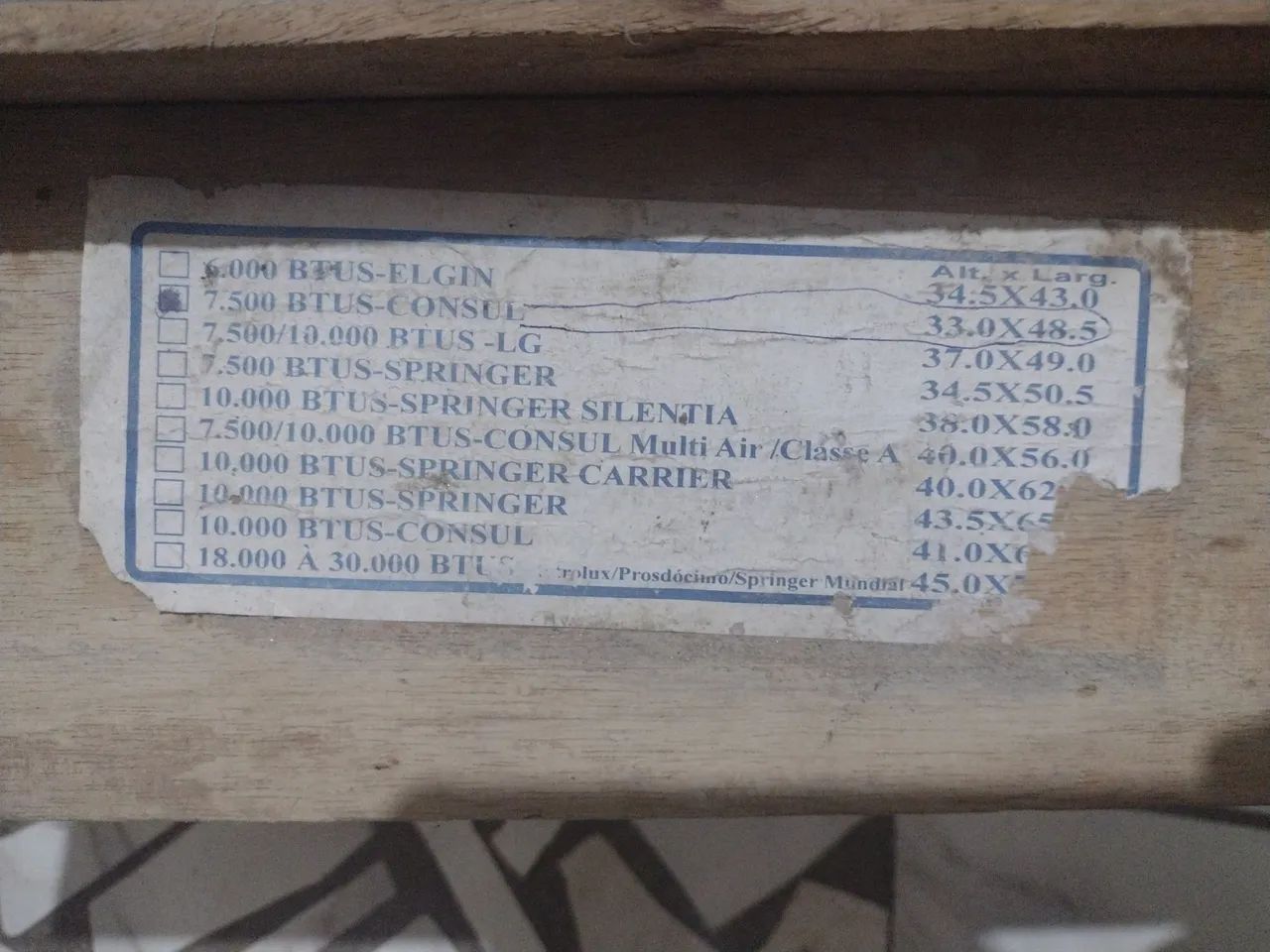 Caixonete para ar condicionado 