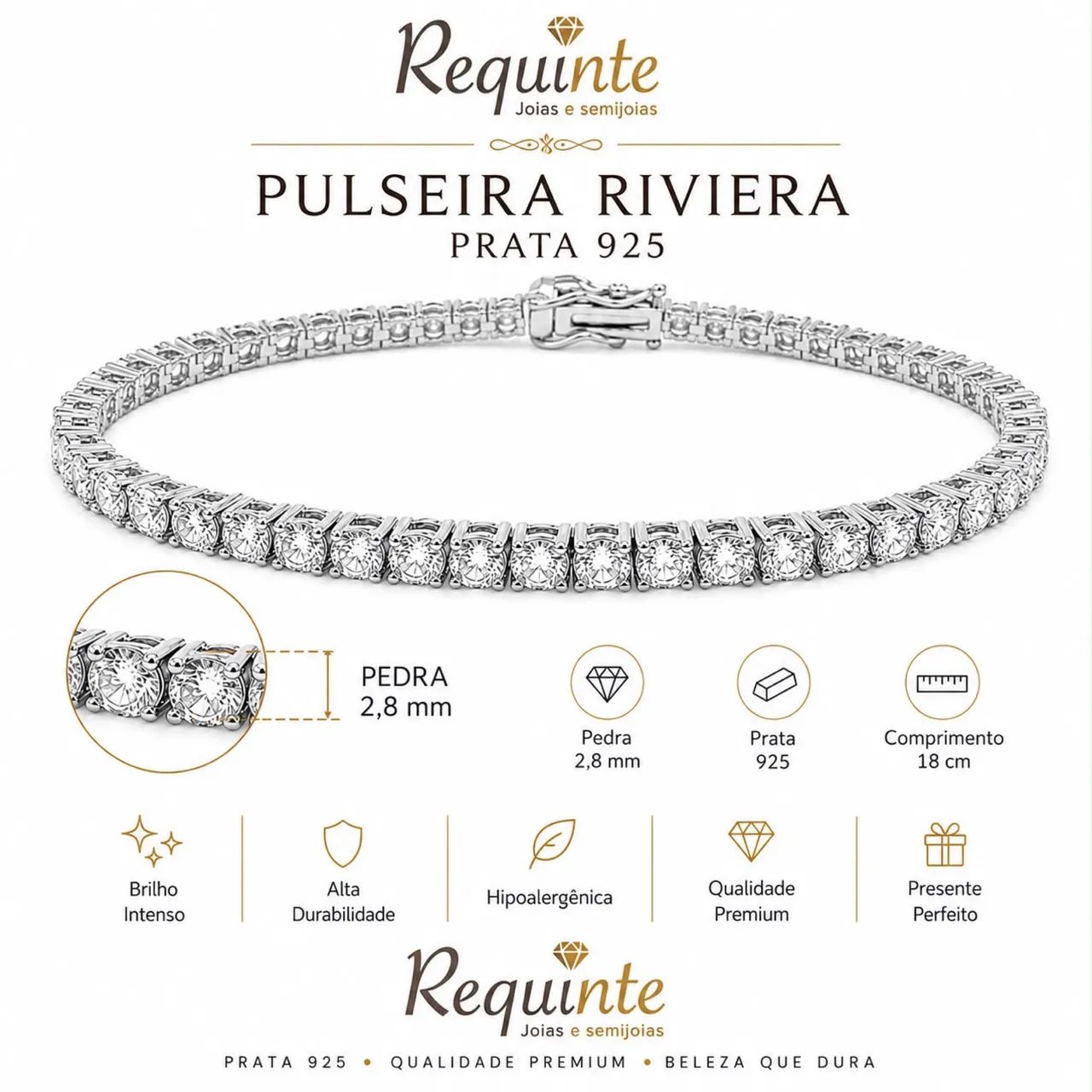 PULSEIRA PRATA 925 RIVIERA ZIRCÔNIA 18cm valor 794 Cód 80097  - Foto 4