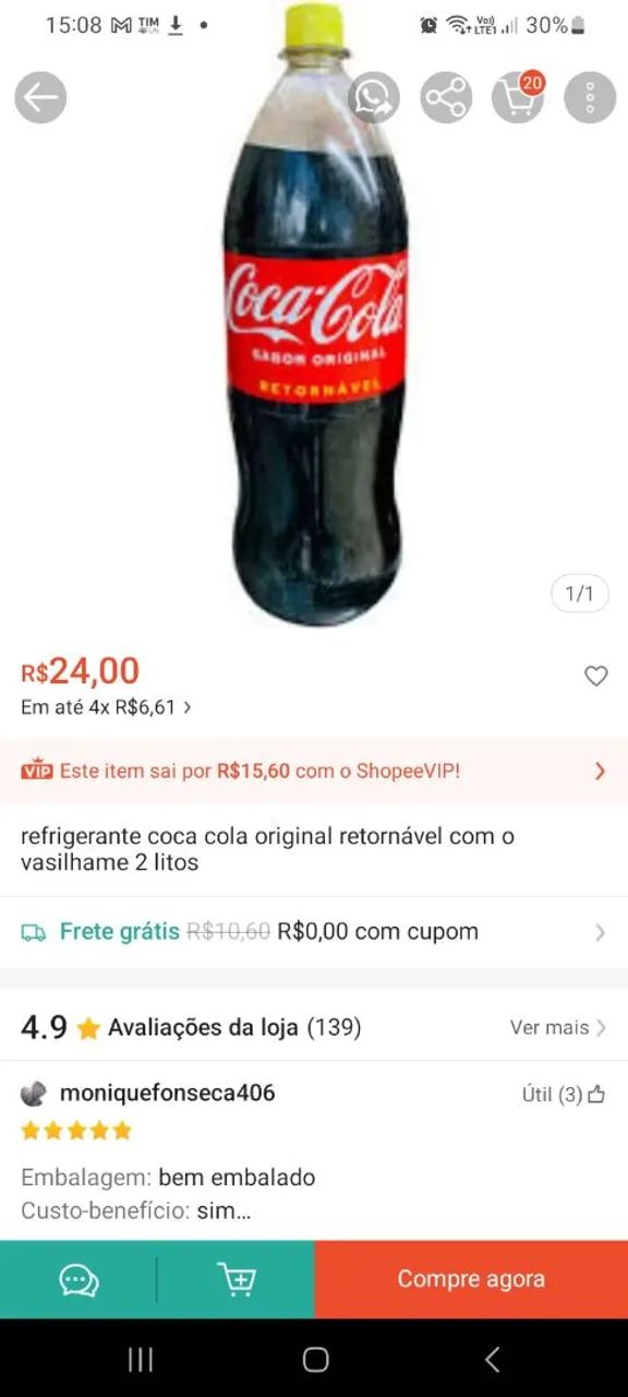 Garrafa de Coca Retornável 