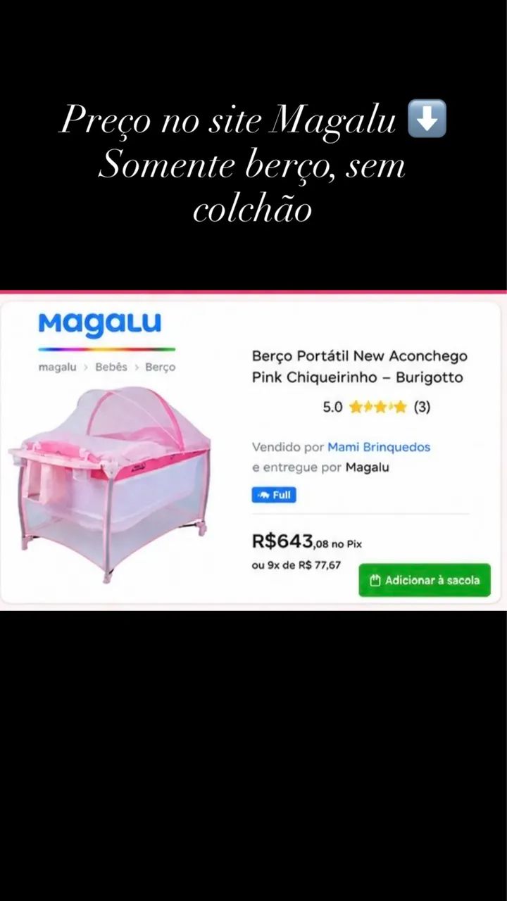 Berço chiqueirinho burigotto rosa - Foto 3