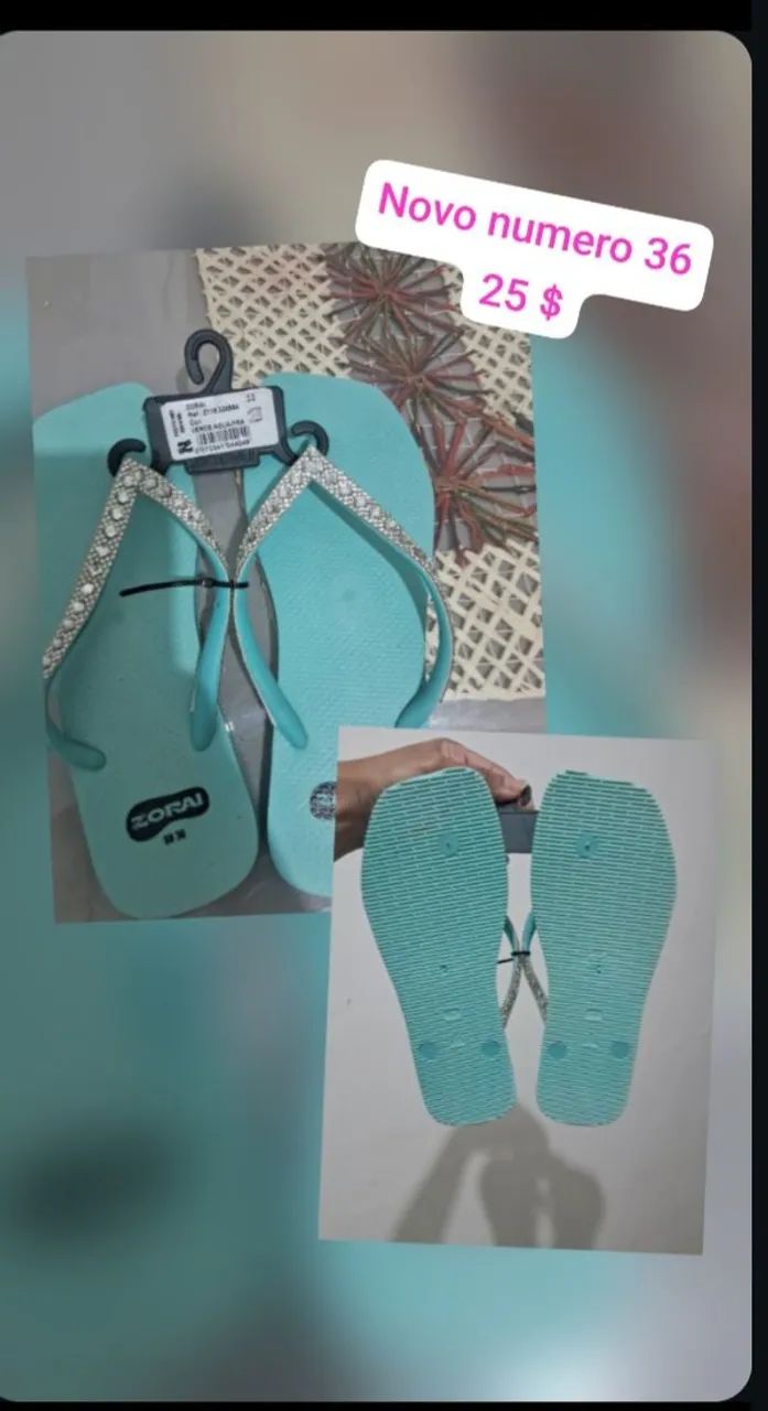 Chinelo novo com strass 36