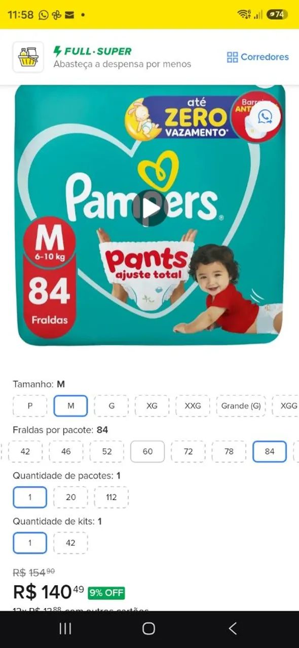 Fraldas pampers M pants - Foto 2