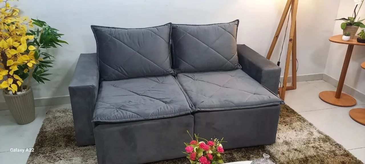 Sofá Retrátil Dubai 1,84m Veludinho Entrega Rápida - Foto 3
