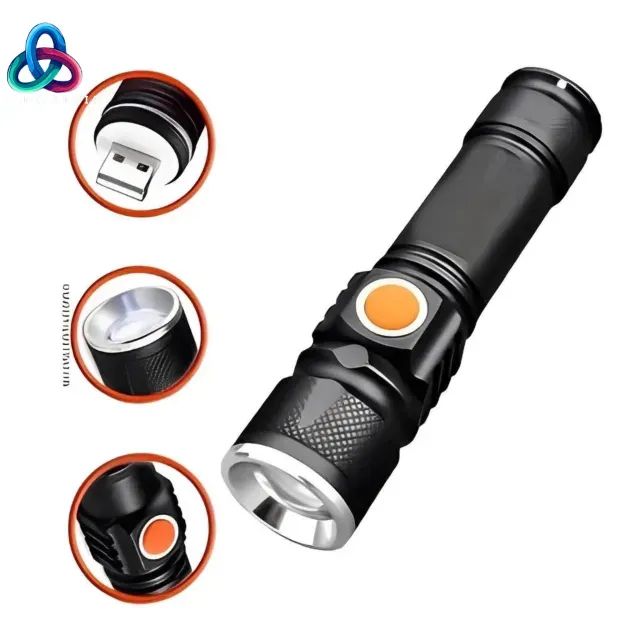 Lanterna Tatica Led Recarregavel Com Zoom USB - Foto 3