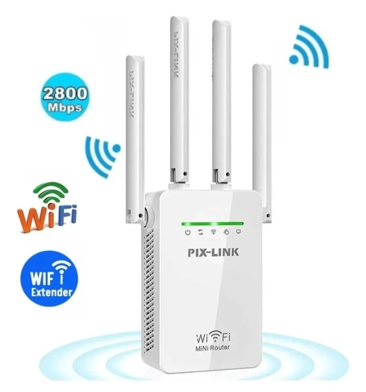 Amplificador de Sinal Wifi - Repetidor/Roteador - 4 antenas - 2800mbps