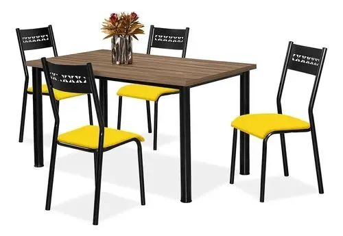 Mesa de jantar retangular Aço Nobre Julia 4 cadeiras