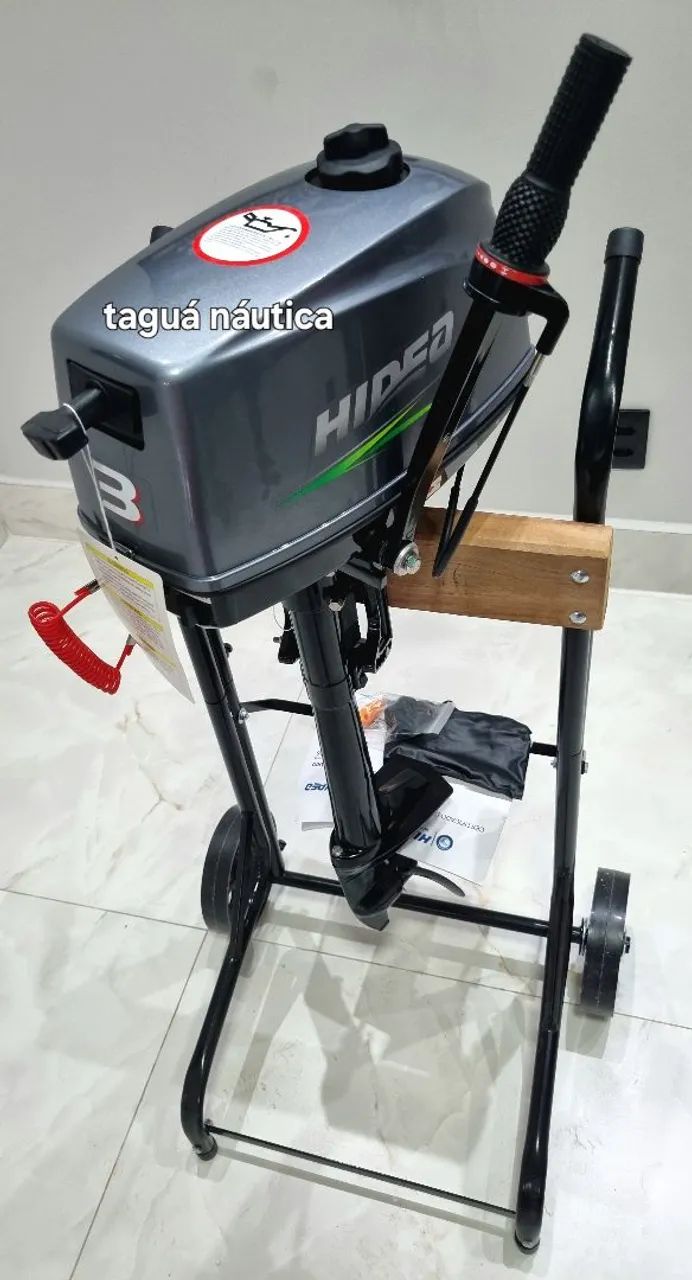 Motor Hidea 3hp 2T Pra Caiaques e Barcos 3 Anos Promoção Brinde Carrinho De Transporte - Foto 5
