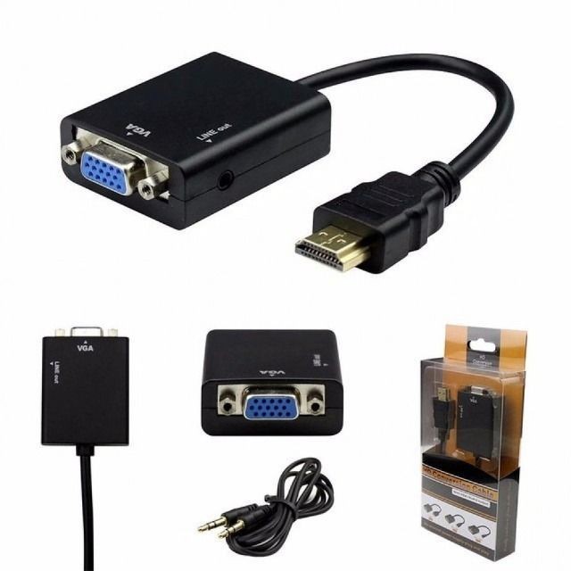 Cabo Adaptador Conversor Hdmi Para Vga Com Saída P2 De Áudio - - Foto 2