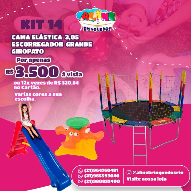 Cama elástica 3.05 escorregador grande giro pato 