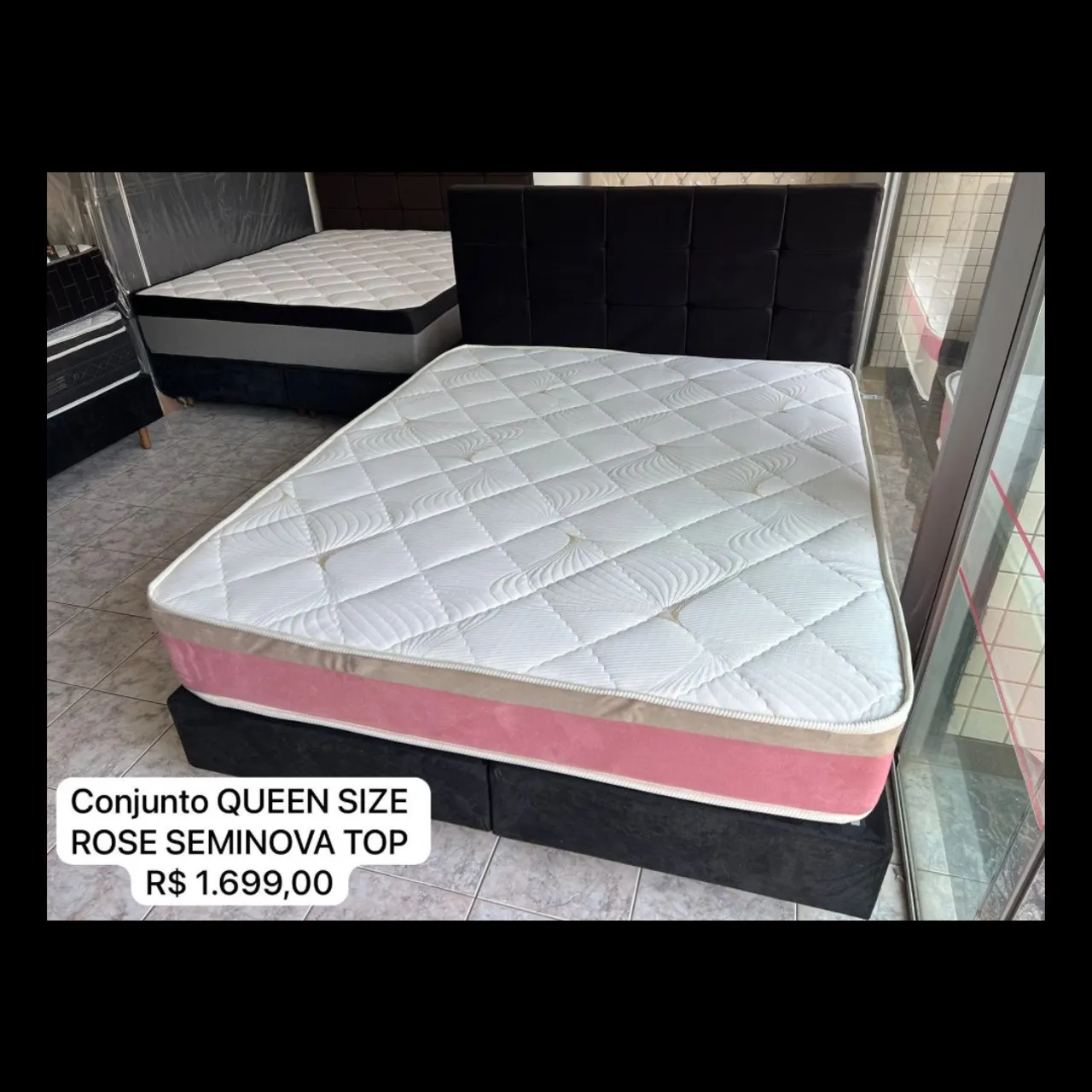 Cama box queen size Linda com cabeceira