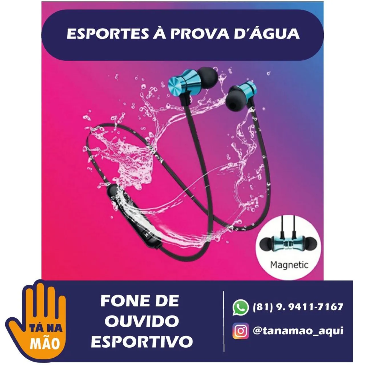 Fone de Ouvido Esportivo à Prova D'Água