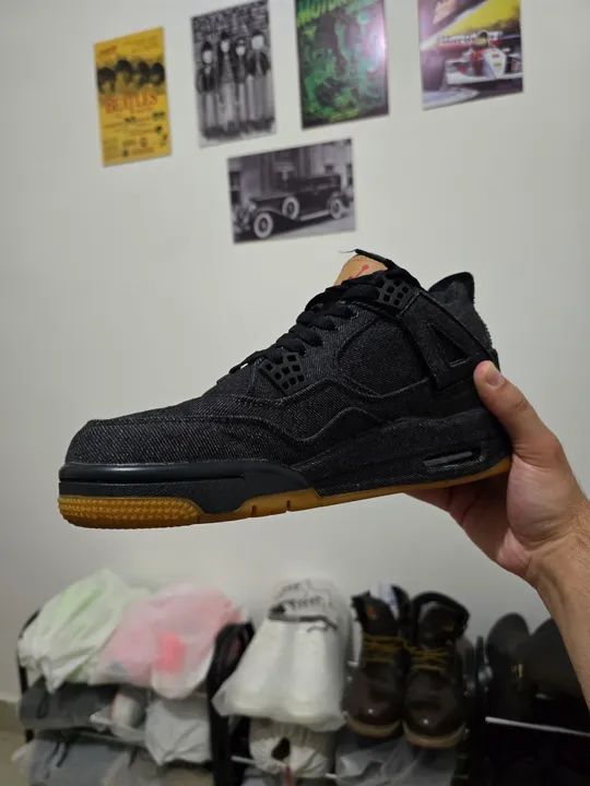 Tênis Air Jordan 4 Retro Denim Levi's - Preto - Foto 2