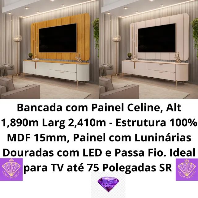 Bancada com Painel Celine TVS até 75 SR