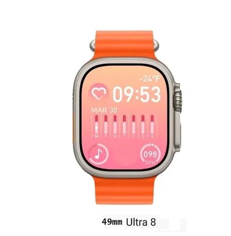 Relógio Smartwatch Ultra Super Amoled 49mm Full Screen Serie 10 Pulseira Oceano Laranja - Foto 4