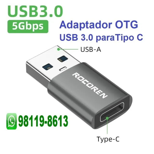 Conector USB Adaptador OTG Tipo C para USB 3.0