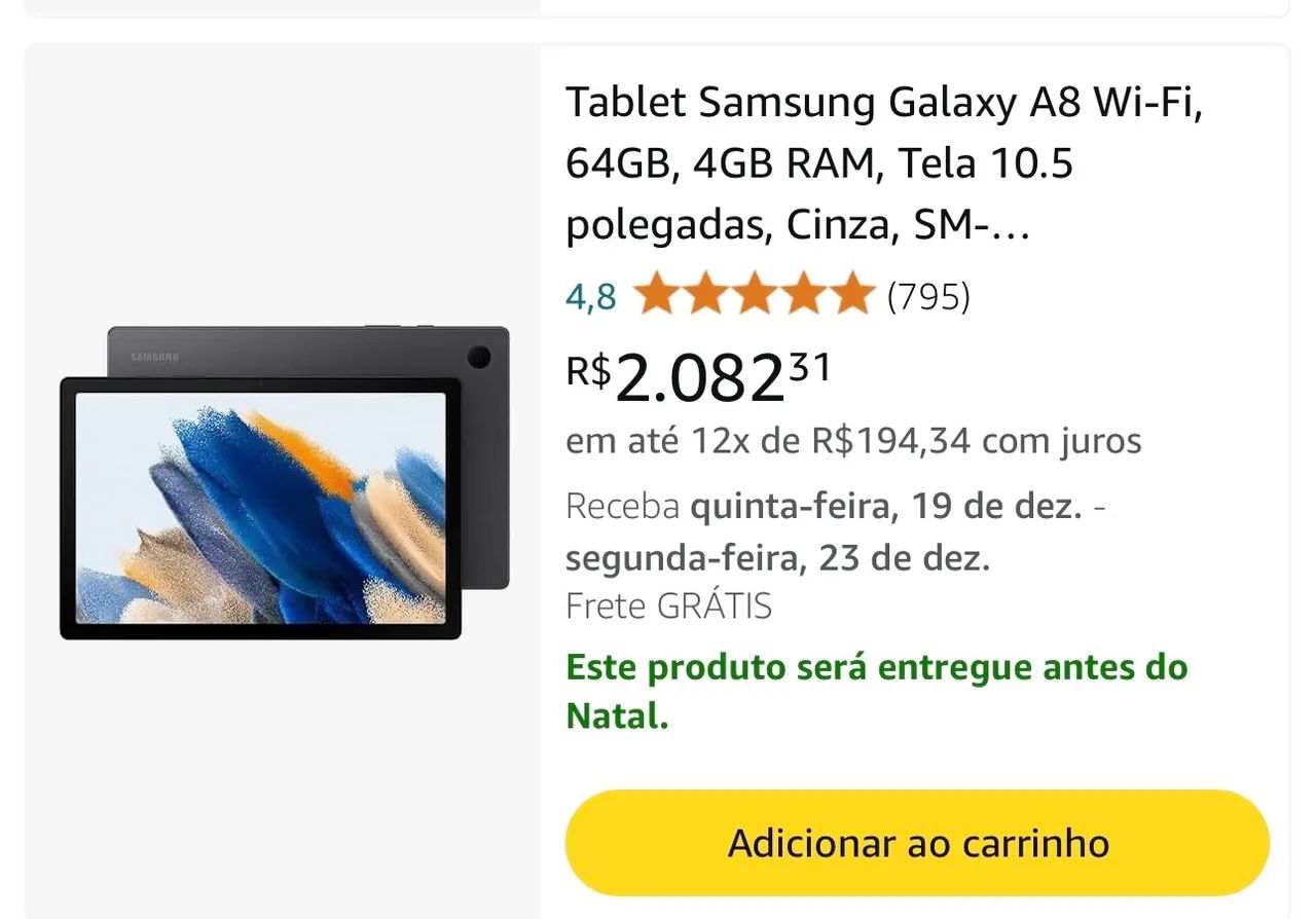 Tablet Samsung Galaxy Tab A8 Sm-x200 64GB 4GB RAM Wi-fi Tela 10.5'' Cor Cinza - Foto 5