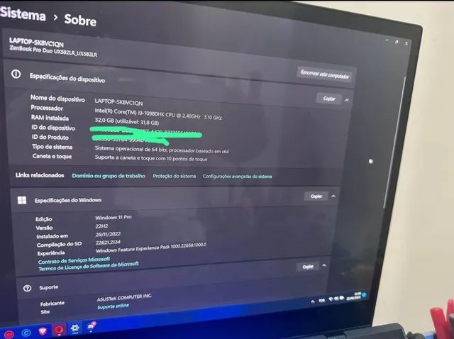 Azus zenbook pro duo 32gb ram i9 oled - Foto 2