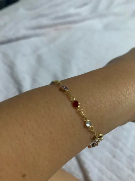Pulseira de ouro com pedrinhas - Foto 4