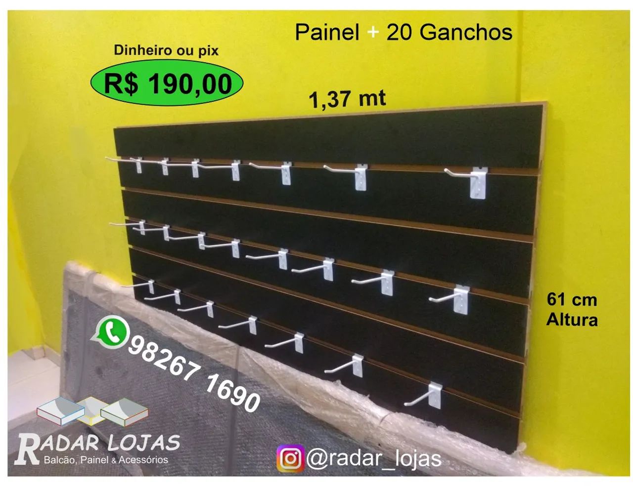 Painel canaletado Preto Novo 64962678981505124