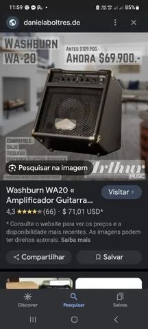 Amplificador de violão acústico washburn WA20 importado do USA - Foto 3