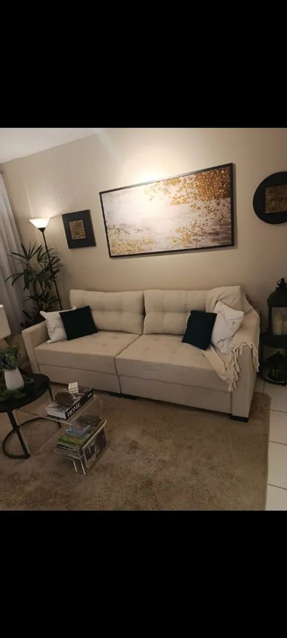 Sofá 2 Lugares Bege Confortável e Elegante