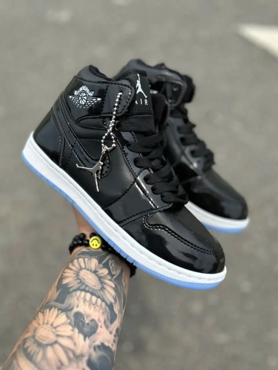 Nike Jordan 1 Preto/Solado Azul TR Masculino Premium