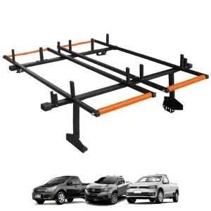 Rack Suporte de Teto Porta Escadas Roletes Alto 1,60M e Travesa - Strada, Saveiro, Montana - Foto 2