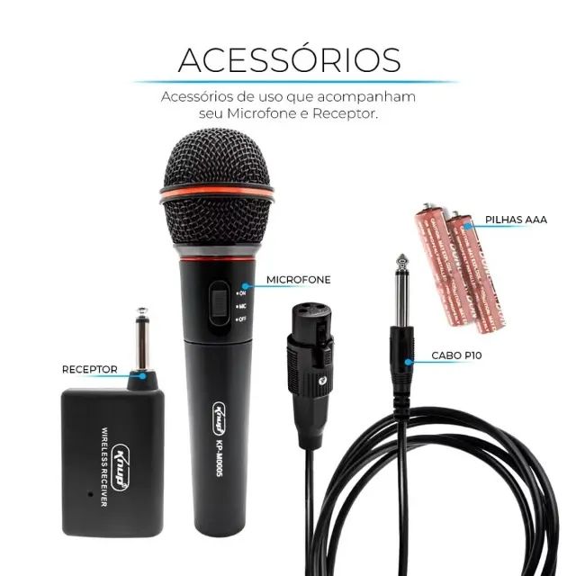 Microfone Sem Fio Alcance: 30M e Conexão Cabo P10 Hi-Fi - Foto 3