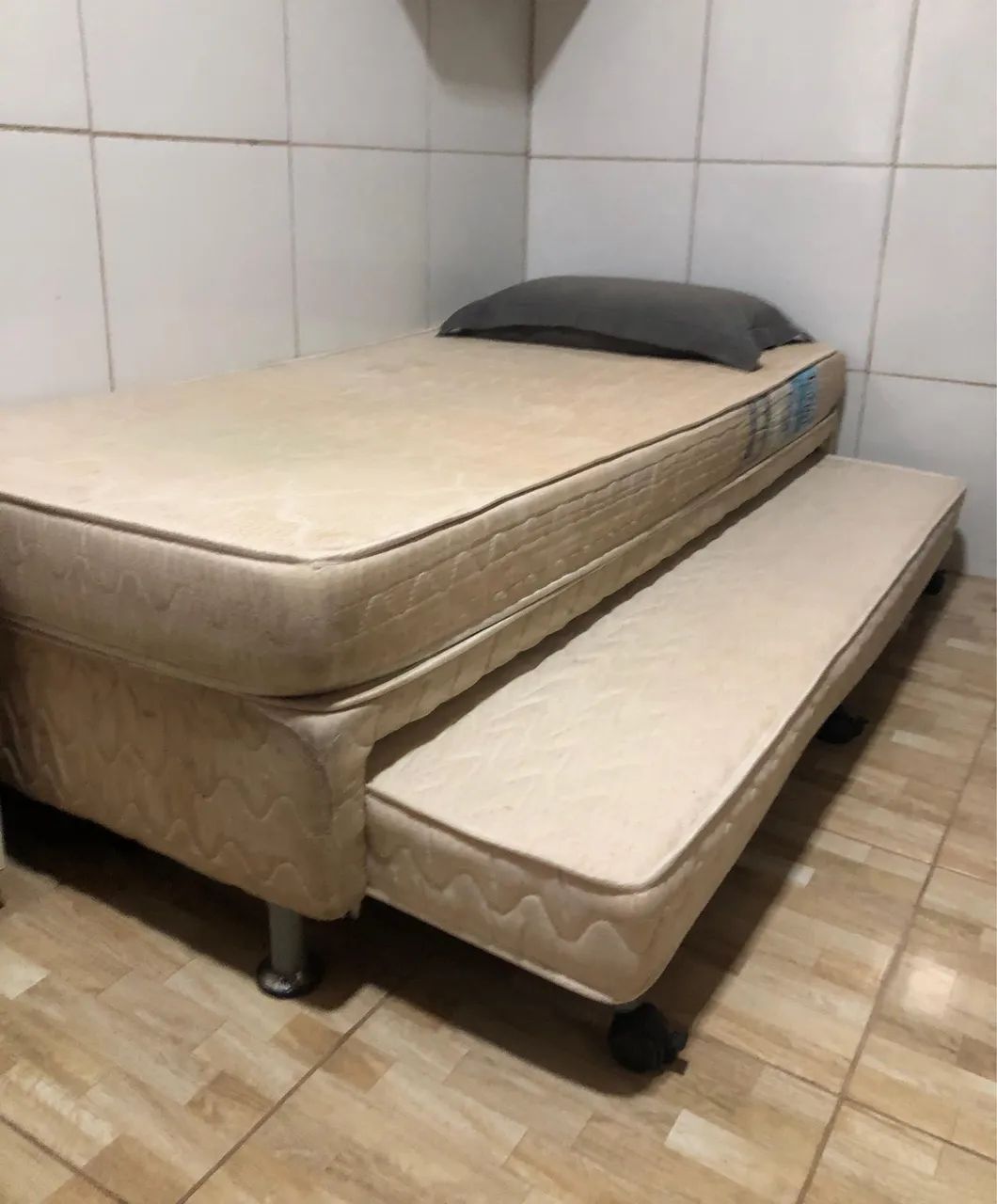 Cama box de solteiro + colchão + bicama auxiliar ORTOBOM