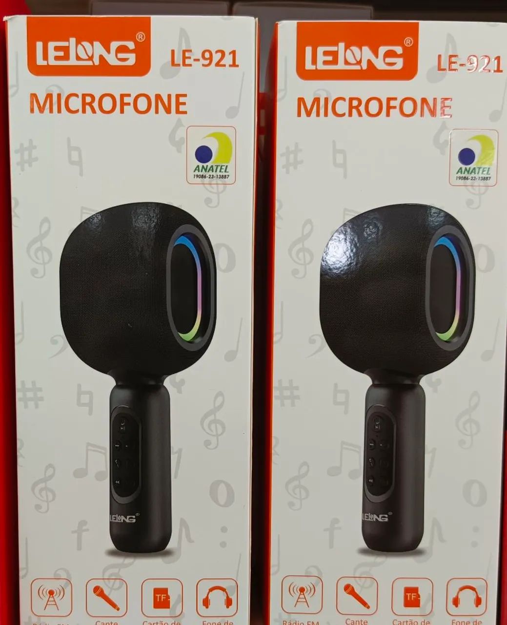 Microfone Karaoke com Bluetooth e Luz LED LE-921