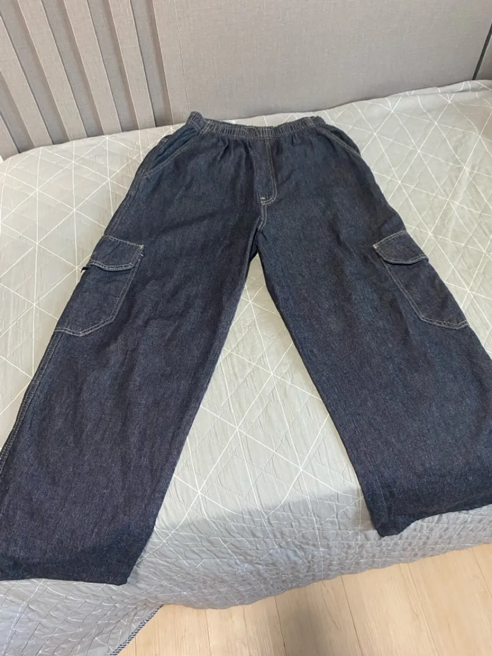 Calça Jeans Cargo Wide Leg