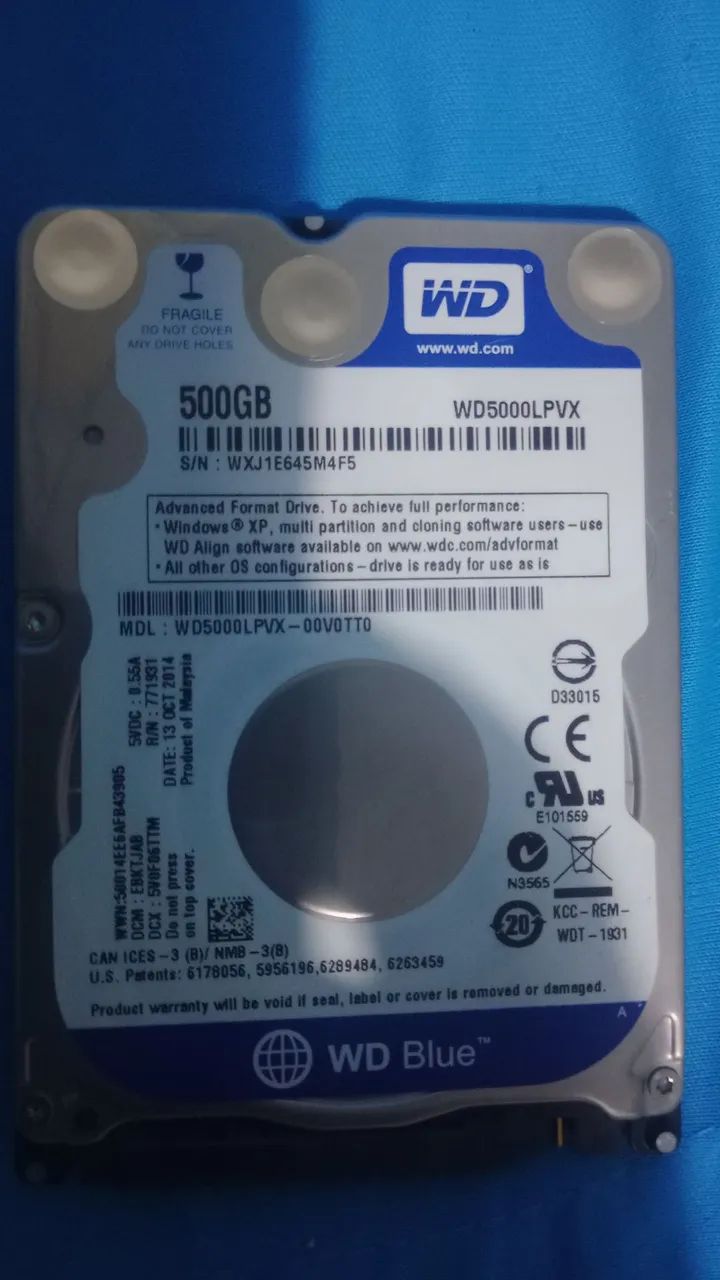 HD de notebook WD 500GB - Foto 2