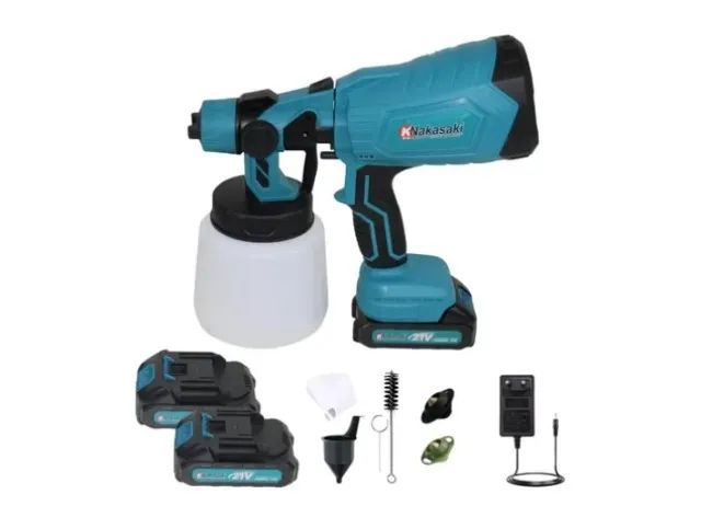 Pulverizadora Pistola A Bateria 21v Com 3 Bicos Nakasaki