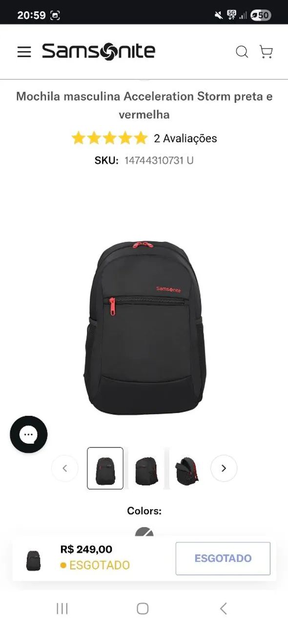 Mochila Samsonite Acceleration Storm preta e vermelha - Foto 5