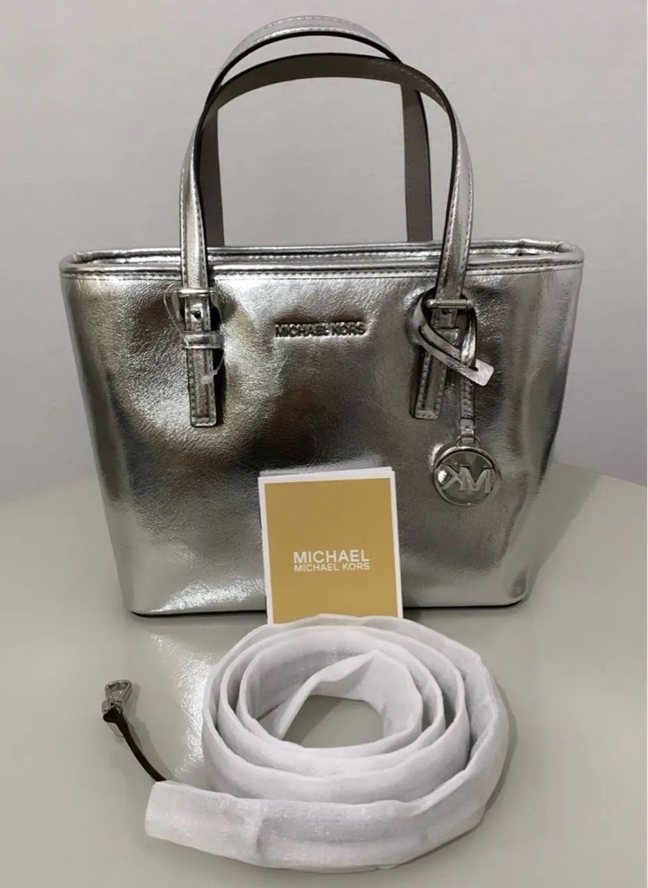 (NOVA!) BOLSA MICHAEL KORS CROSSBODY PRATA METALIZADA - Foto 4