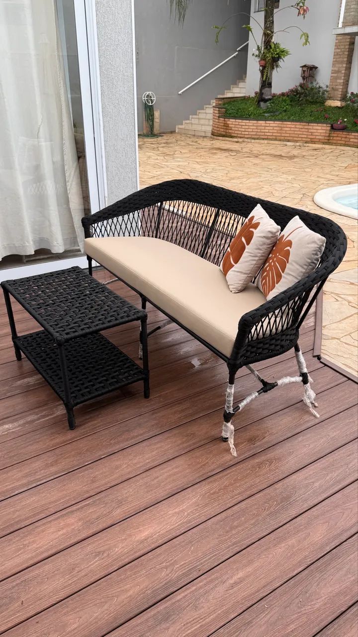 Namoradeira sofa área externa alumínio corda nautica varanda sacada - Foto 2
