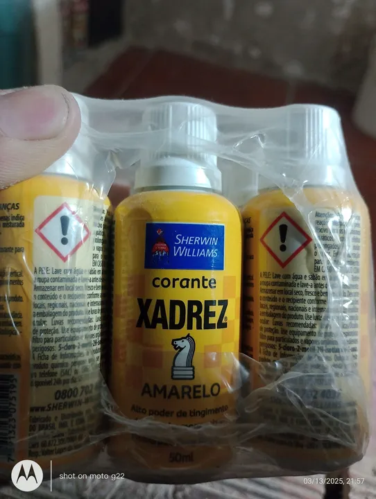 Corante para tinta Sherwin Williams -tenho Amarelo,Verde,Vermelho e Ocre,Xadrez