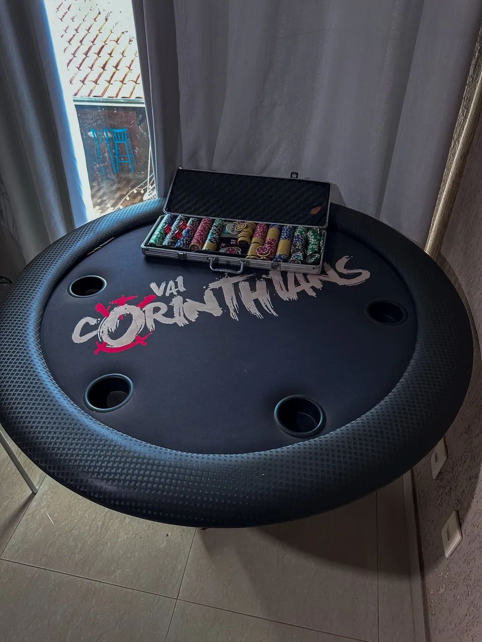 Mesa de Poker com 6 lugares, com porta copos - Foto 4