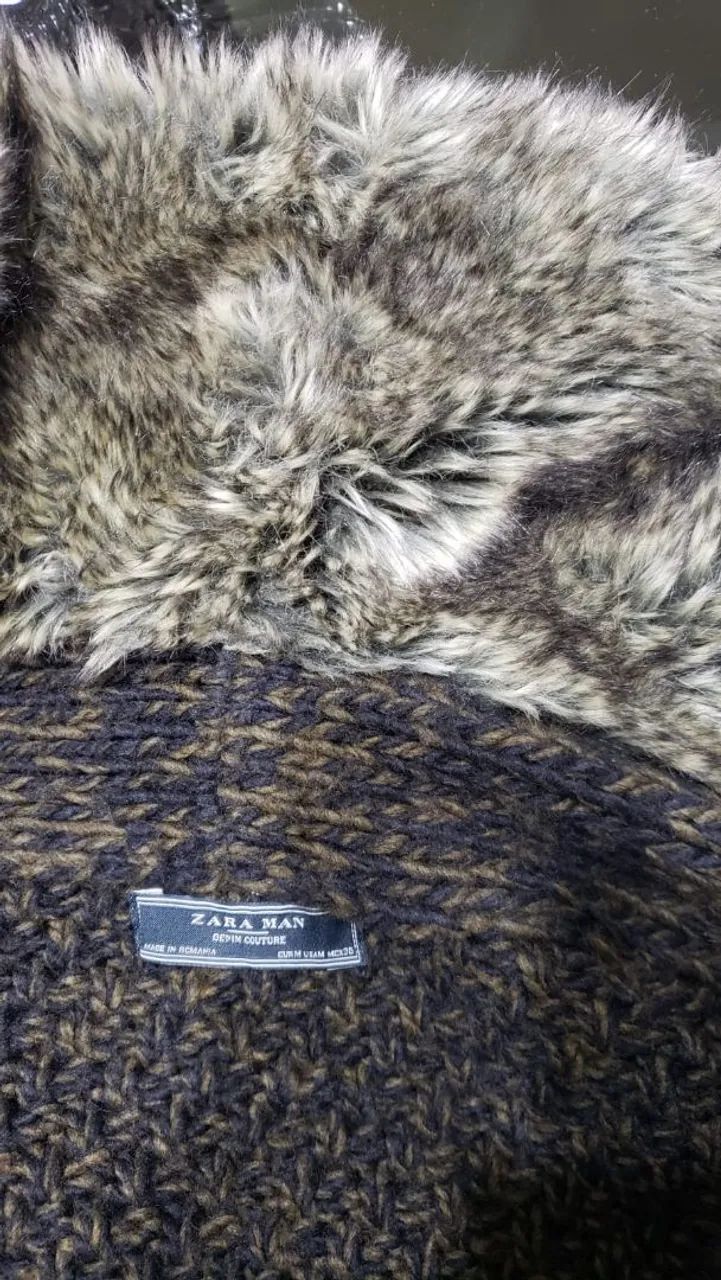 Casaco de Tricô Zara com Pele - Foto 4