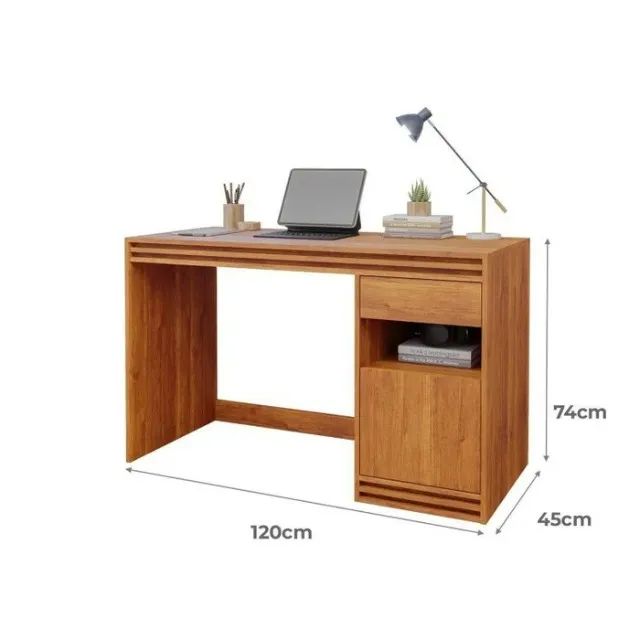 Mesa Para Escritorio Mila Freijó/Freijó Detalhe Ripado - Entrega Imediata 
