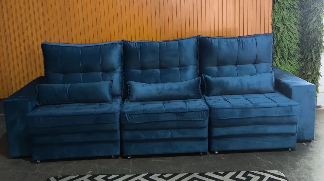 Sofá retrátil reclinável espuma D33 2,90 veludo 