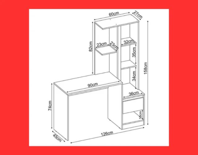 Escrivaninha com Armário 1 Porta 1 Gaveta 4 Prateleiras 1 Nicho SUPER OFERTA PEGUE E LEVE - Foto 2