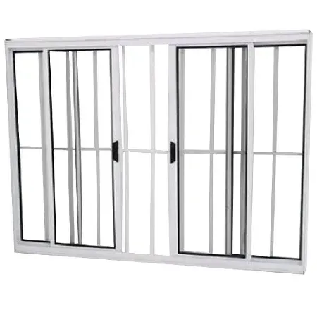 Janela Vitro 4 Folhas Alumínio Branco e Preto Linha Modular e Linha 25 Com Grades