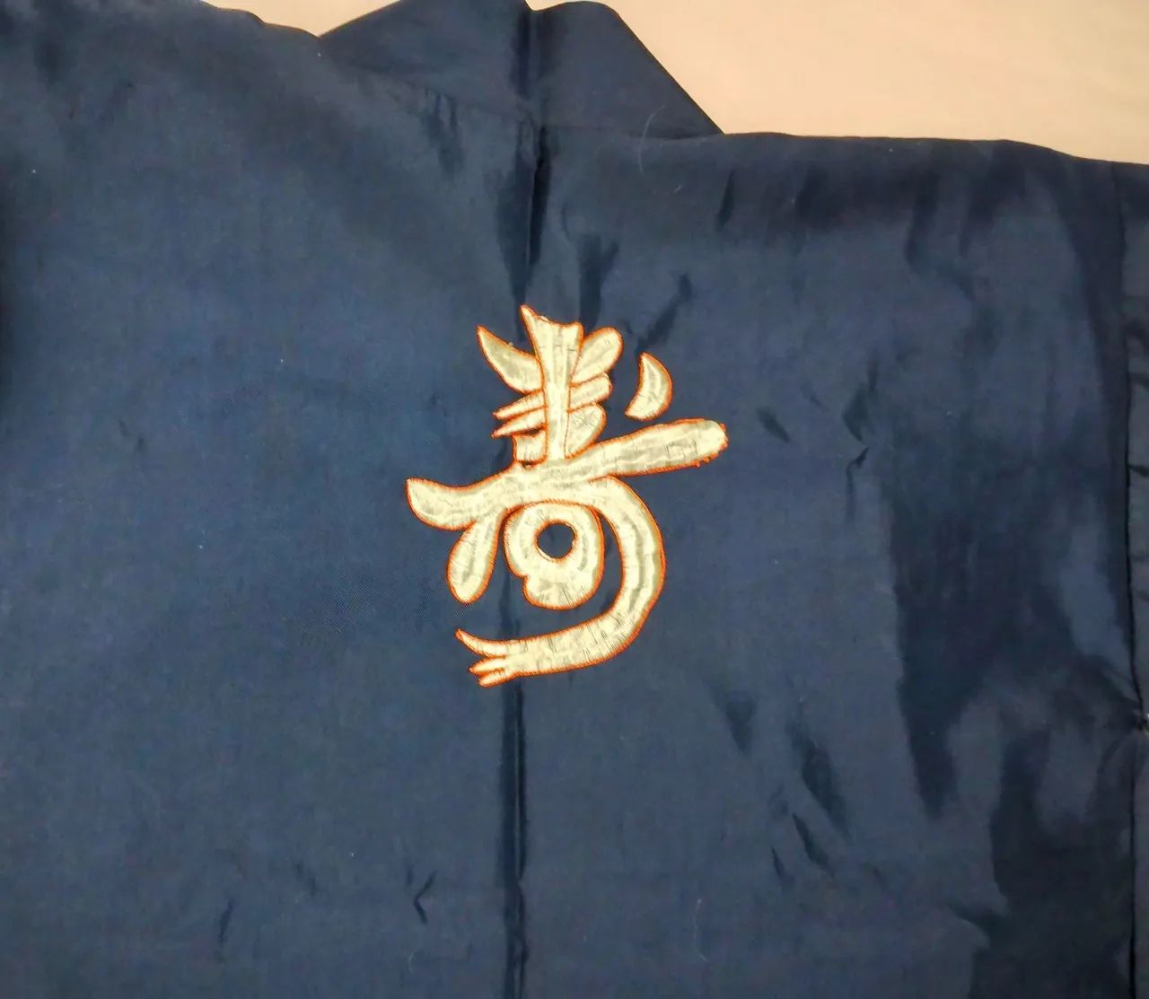 Kimono bordado de passeio - M -Azul Escuro - Foto 4