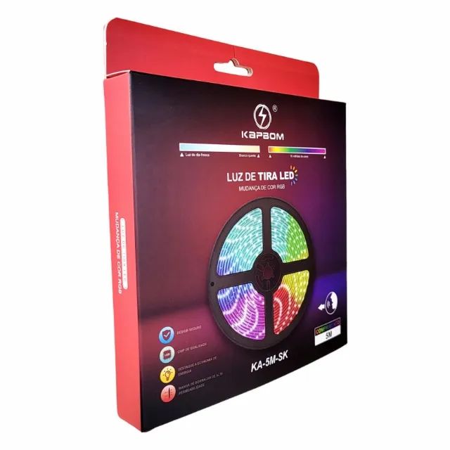 Fita de Led 5050 RGB Inteligente com Sensor de Som 5 metros Kapbom - Foto 4