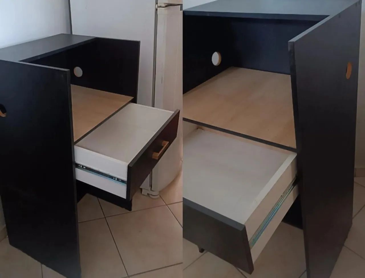 Balcão de Escritório Preto com Gaveta