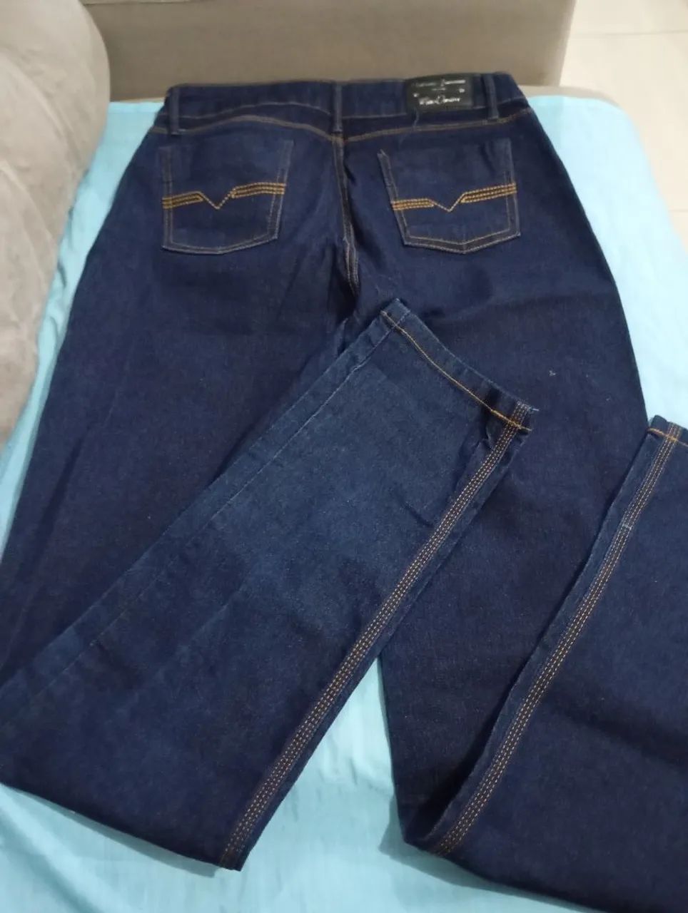 Jeans femenina Azul com lycra