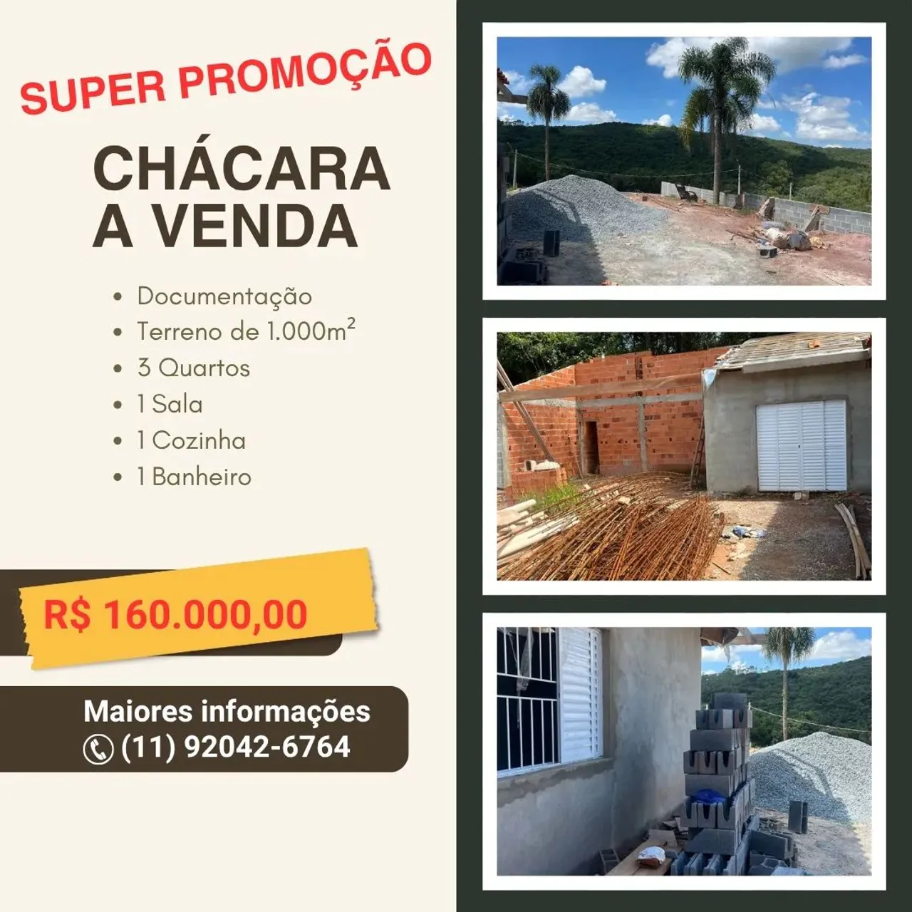 Chácara a venda em condomínio fechado