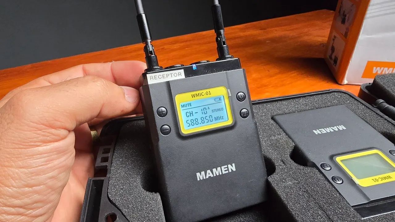 Microfone Lapela Duplo Sem Fio Para Celular E Câmeras Mamen c/ case - Foto 2